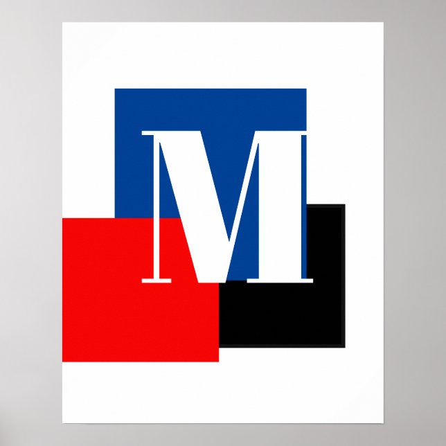 Affiche Monogramme de lettre initiale Moderne Élégant (Devant)
