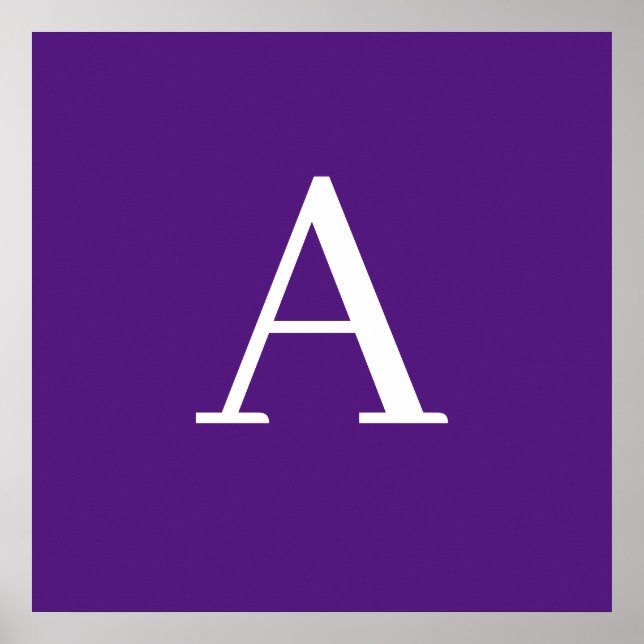 Affiche Monogramme de lettre initiale style moderne violet (Devant)
