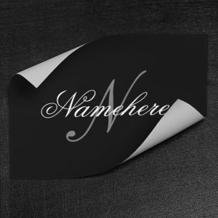 Affiche Monogramme de nom noir et blanc personnalisé uniqu