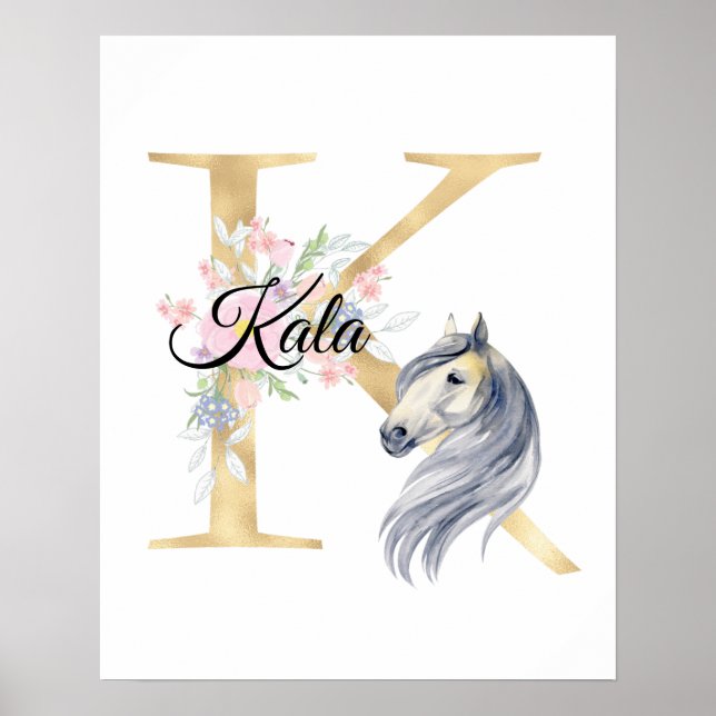 Affiche Monogramme de nom personnalisé avec lettre K et ch (Devant)