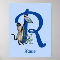 Monogramme de papillon de chat de Siamèse Nom R in
