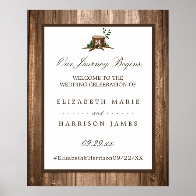 Affiche Monogramme de pays Arbre et Mariage de bois Bienve (Devant)