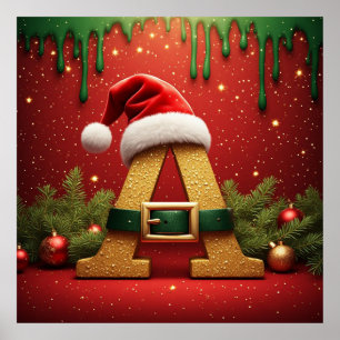 Affiche Monogramme de Santa A pour les cadeaux de Noël