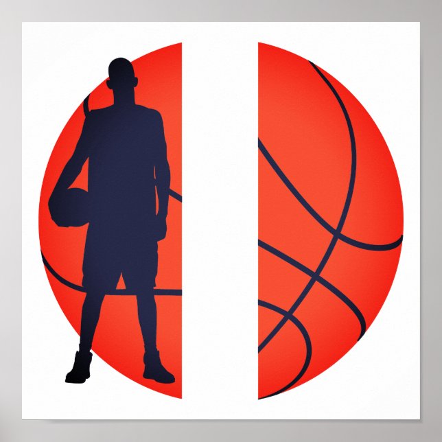 Affiche Monogramme de scission de basket-ball de garçon pe (Devant)
