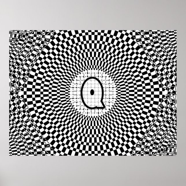 Affiche Monogramme d'illusion optique Q (Devant)