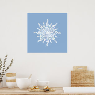 Affiche Monogramme d'ornement bleu d'hiver G-Clef Snowflak