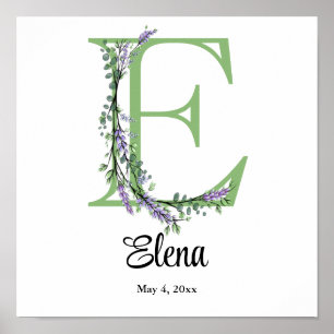 Affiche Monogramme E Lavande Eucalyptus