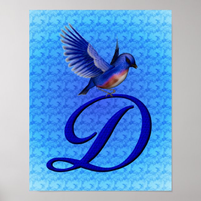 Affiche Monogramme élégant Bluebird D initial (Devant)