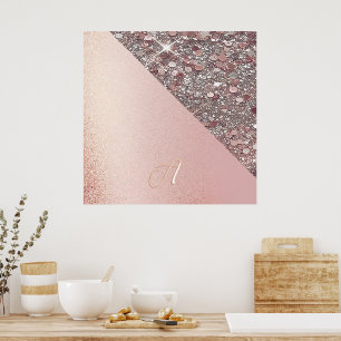 Affiche Monogramme élégant en or rose