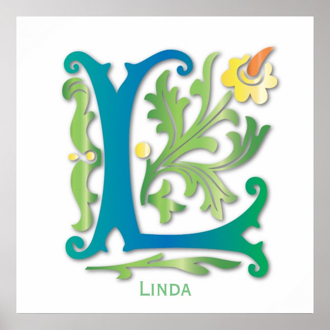 Affiche Monogramme en design floral (Devant)