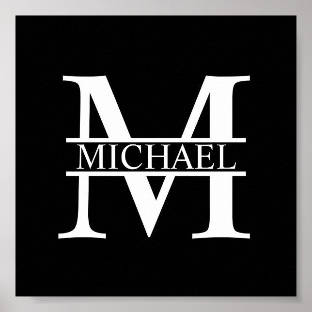 Affiche Monogramme et nom personnalisés (Devant)