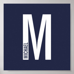 Affiche Monogramme et nom personnalisés modernes
