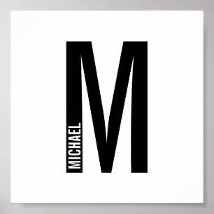 Affiche Monogramme et nom personnalisés modernes