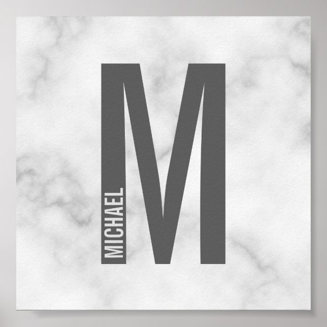 Affiche Monogramme et nom personnalisés modernes (Devant)