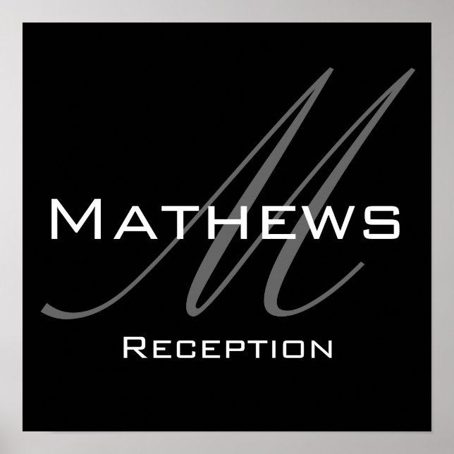 Affiche Monogramme et nom Symbole de réception de mariage (Devant)