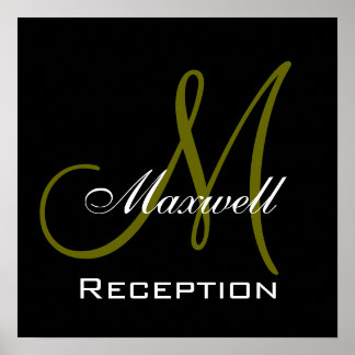 Affiche Monogramme et nom Symbole de réception de mariage
