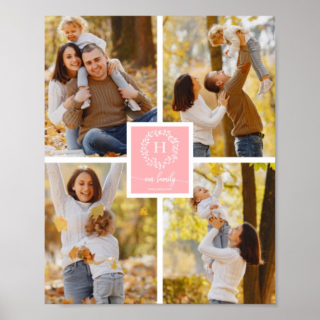 Affiche Monogramme Famille Photo Collage Home Décor (Devant)