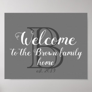 Affiche monogramme gris et blanc
