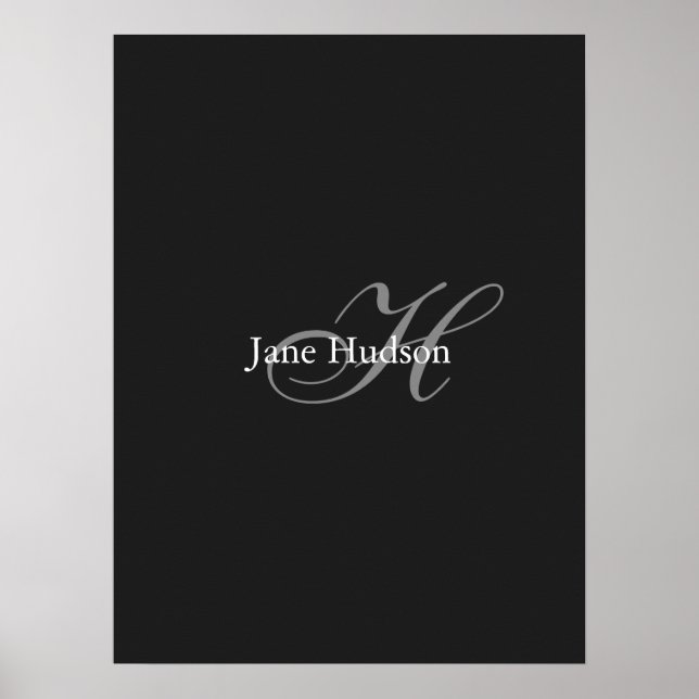 Affiche Monogramme gris noir simple cadeau spécial simple (Devant)