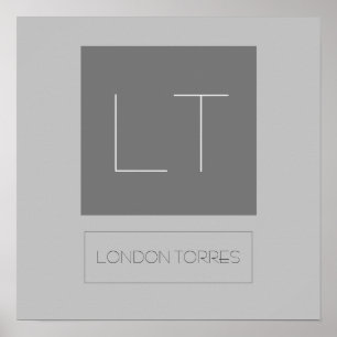 Affiche Monogramme gris simple Attrayant