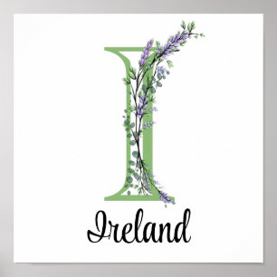 Affiche Monogramme I Lavande Eucalyptus pour la nurserie