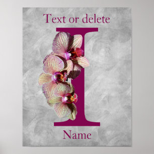 Affiche Monogramme Initial Élégant Orchidée I Personnalisé
