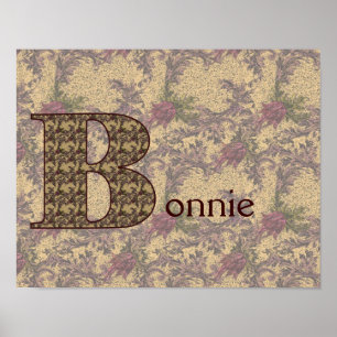 Affiche Monogramme Initiale B Floral Vintage Personnalisé