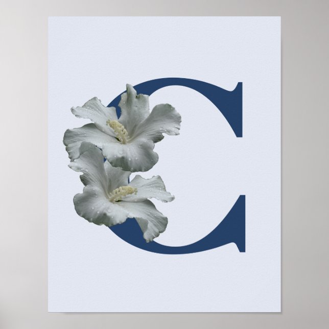 Affiche Monogramme initiale C de fleur d'Hibiscus (Devant)