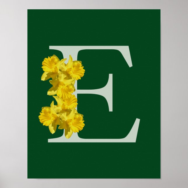 Affiche Monogramme initiale E personnalisé jonquille (Devant)