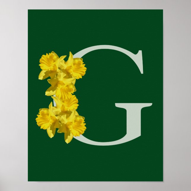 Affiche Monogramme initiale G personnalisée jonquille (Devant)