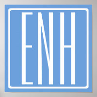 Monogramme Initiales 3 Modernes Gras | Bleu Clair