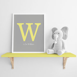 Affiche Monogramme jaune et gris