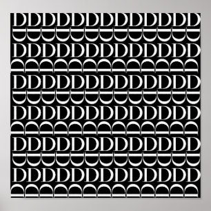 Affiche Monogramme Lettre initiale D, Choisir la couleur A