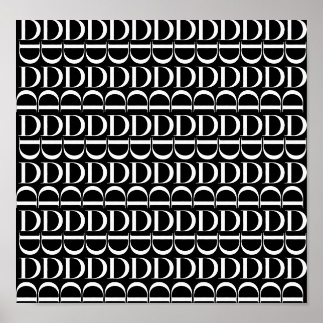 Affiche Monogramme Lettre initiale D, Choisir la couleur A (Devant)