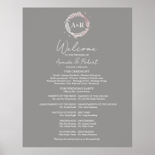 Affiche Monogramme Mariage Cérémonie Programme Panneau de