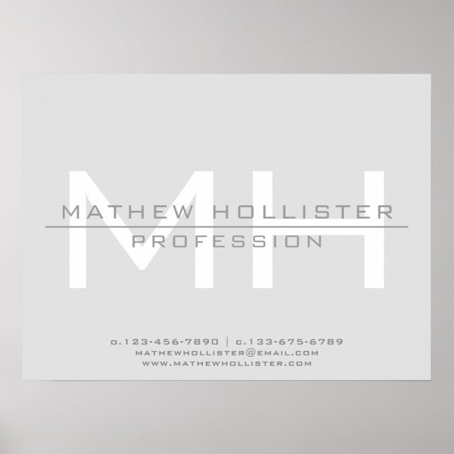 Affiche Monogramme masculin, affaires grises (Devant)