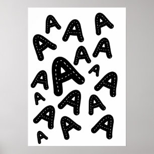 Affiche Monogramme minimaliste brodé A - Motif géométrique