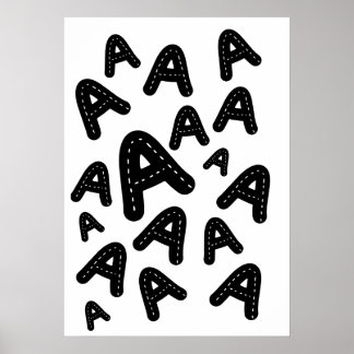 Affiche Monogramme minimaliste brodé A - Motif géométrique