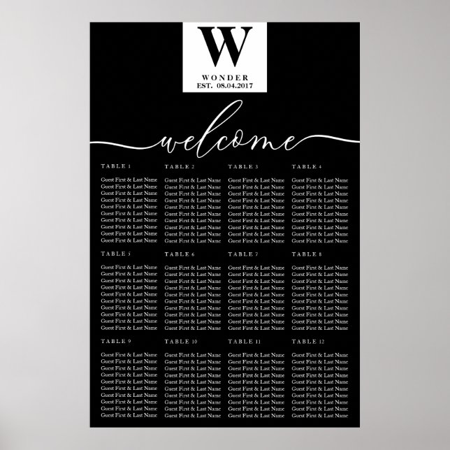 Affiche Monogramme Minimaliste | Mariage Contemporain de J (Devant)