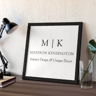 Affiche Monogramme Minimaliste ou Ajouter un Logo Entrepri