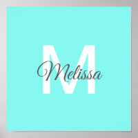 monogramme moderne chic minimaliste turquoise aqua