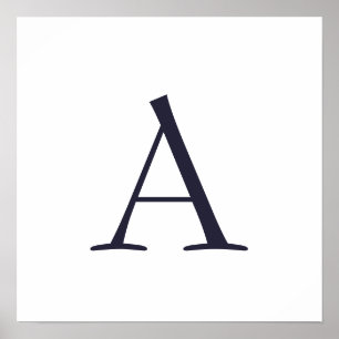 Affiche Monogramme moderne élégant bleu clair initial