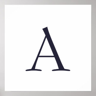 Affiche Monogramme moderne élégant bleu clair initial