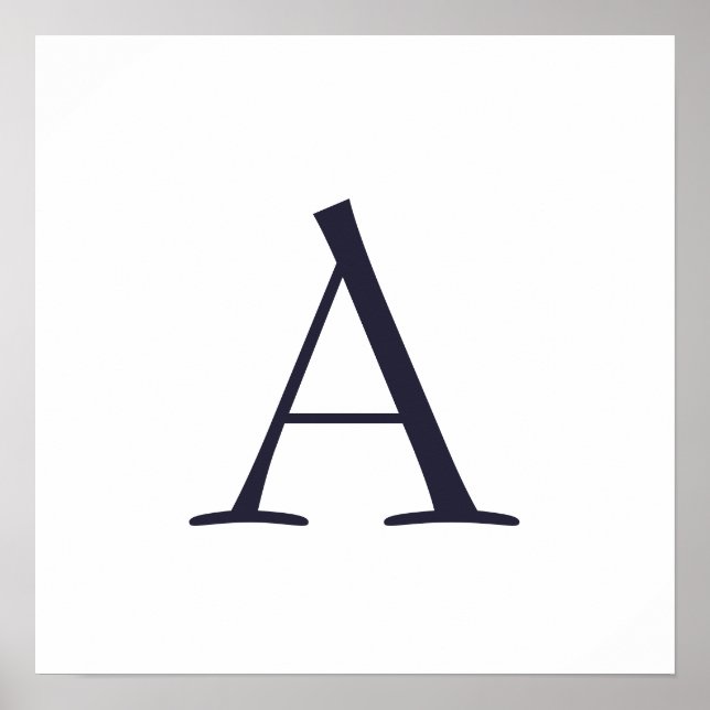 Affiche Monogramme moderne élégant bleu clair initial (Devant)