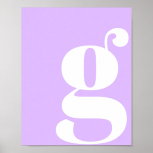 Affiche Monogramme Moderne Lettre Initiale Lavande Pastel