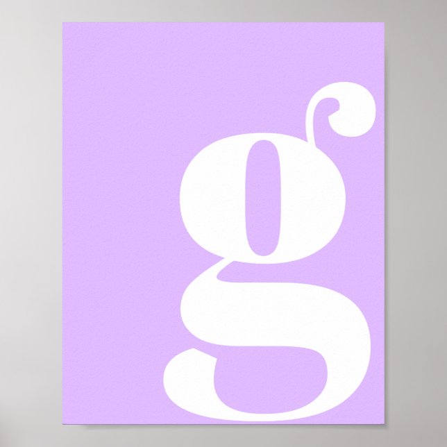 Affiche Monogramme Moderne Lettre Initiale Lavande Pastel (Devant)