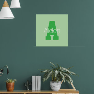 Affiche Monogramme moderne   Pale & Kelly Green