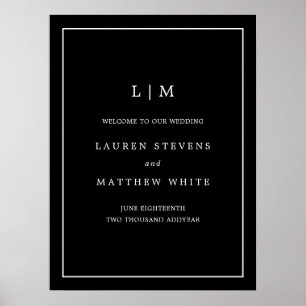 Affiche Monogramme noir simple Mariage élégant