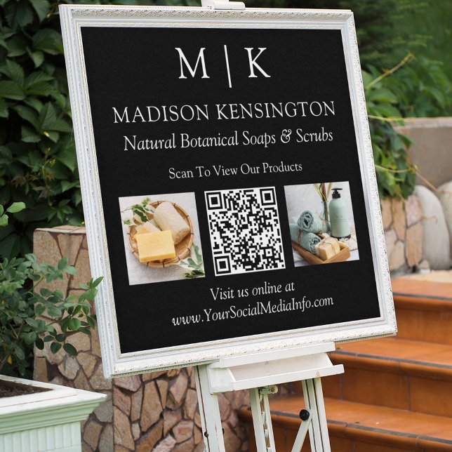 Affiche Monogramme ou ajouter un logo Business QR 2 Photos (Edit to Customize text, colors and more)