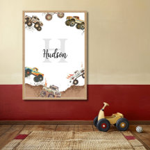 Monogramme personnalisable Nom Monster Truck Poste